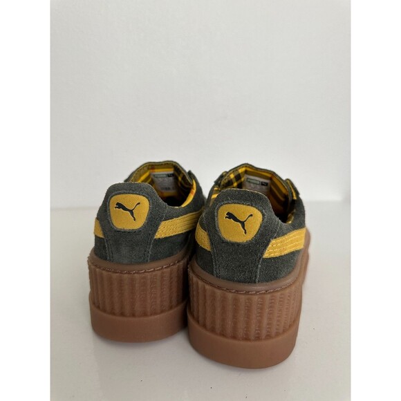 PUMA x Fenty Cleated Creeper Suede Platform Green Yellow Brazil Women's 5.5 NEW - Picture 8 of 12